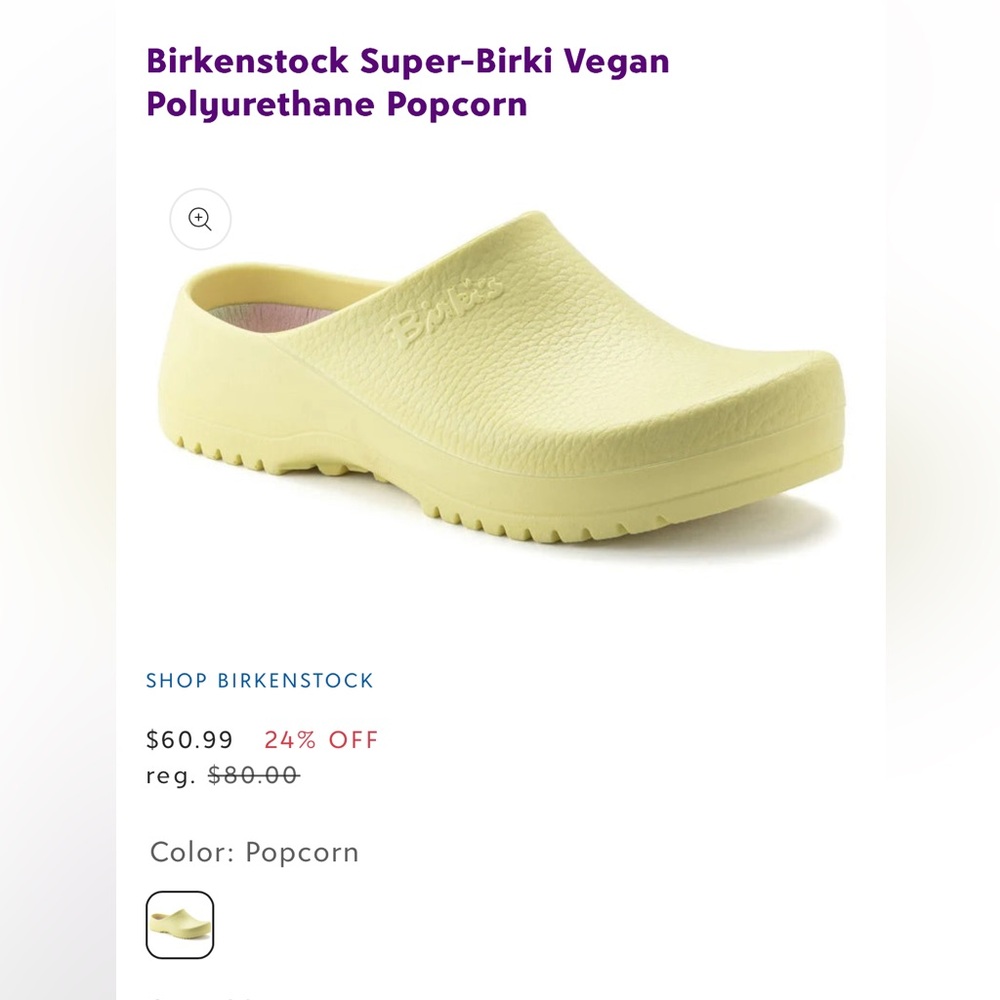 Birkenstock Super-Birki Vegan Polyurethane in color Popcorn